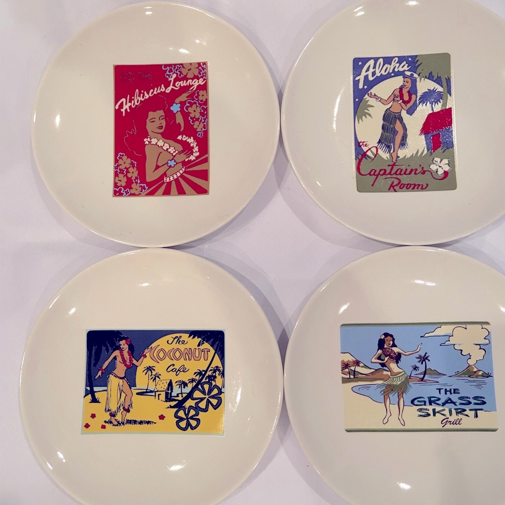 Pottery Barn Hawaiian Girls Plates